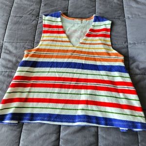 Anthropologie Postage Stamp Flowy Striped Tank Top Sz L